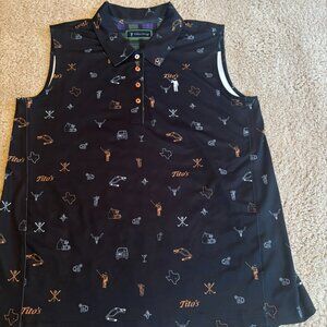 William Murray Tito's Texas Women's Black Golf Shirt Sleeveless Size M